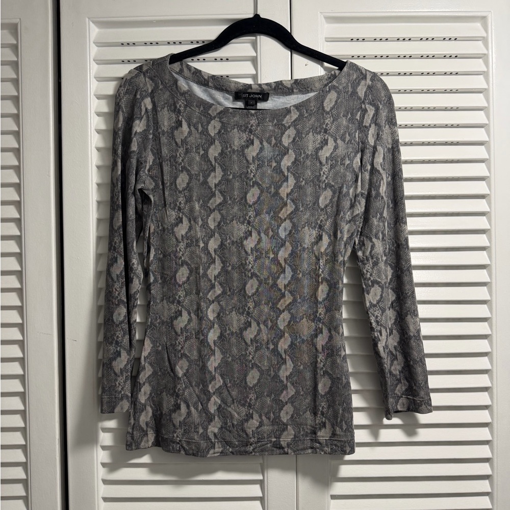 St. John Gray Long Sleeve Top S/P